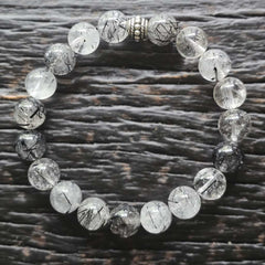Tourmalinated Quartz Bracelet - A Grade | Energetic Harmoniser