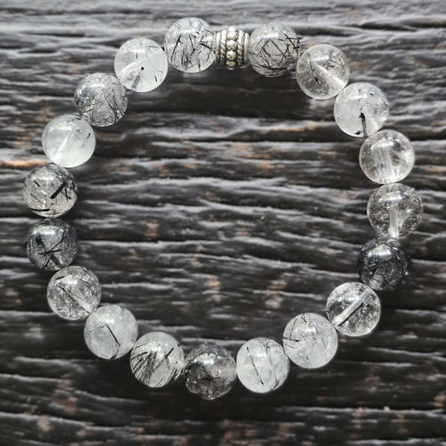 Tourmalinated Quartz Bracelet - A Grade | Energetic Harmoniser