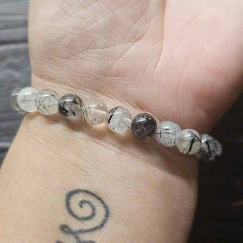 Tourmalinated Quartz Bracelet - A Grade | Energetic Harmoniser