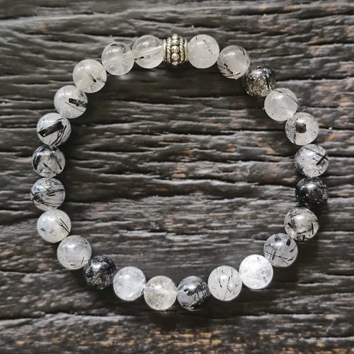 Tourmalinated Quartz Bracelet - A Grade | Energetic Harmoniser