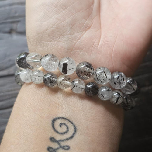Tourmalinated Quartz Bracelet - A Grade | Energetic Harmoniser