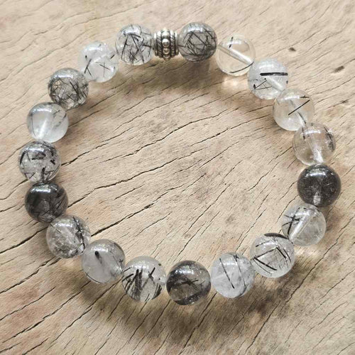 Tourmalinated Quartz Bracelet - A Grade | Energetic Harmoniser