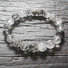 Tourmalinated Quartz Bracelet - A Grade | Energetic Harmoniser