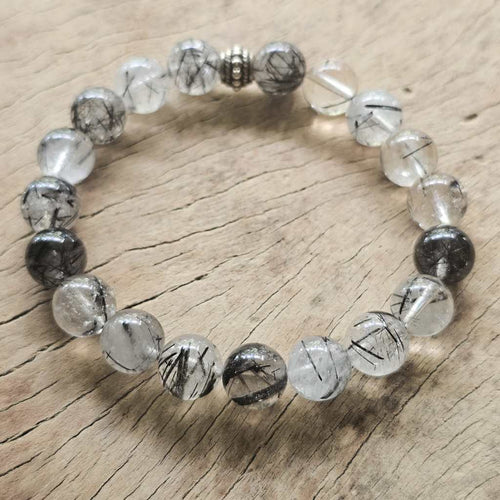 Tourmalinated Quartz Bracelet - A Grade | Energetic Harmoniser