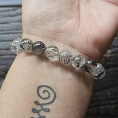 Tourmalinated Quartz Bracelet - A Grade | Energetic Harmoniser