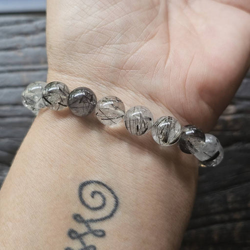 Tourmalinated Quartz Bracelet - A Grade | Energetic Harmoniser
