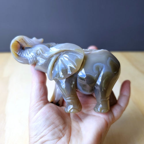 Agate Elephant Carving | 525gm