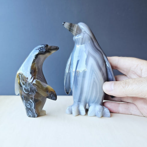 Agate Penguin Pair Carvings | A Special Bond