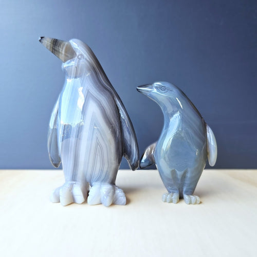 Agate Penguin Pair Carvings | A Special Bond