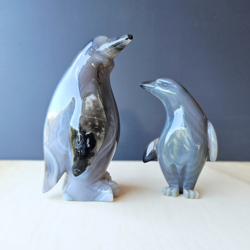 Agate Penguin Pair Carvings | A Special Bond