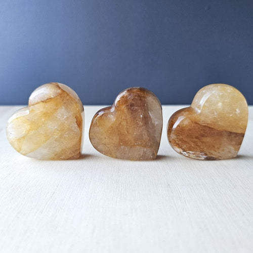 Amazonite, Golden Healer, Rose Quartz Standing Hearts | The Aligned Heart Set