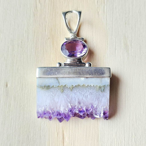 Amethyst Druzy Pendant | Twin Violet Flame