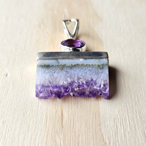 Amethyst Druzy Pendant | Twin Violet Flame