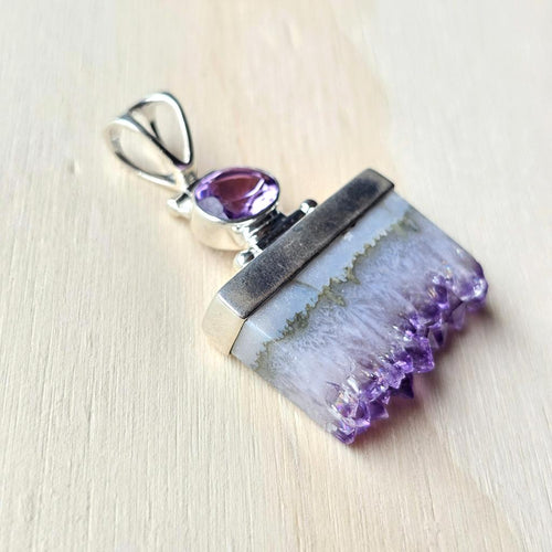Amethyst Druzy Pendant | Twin Violet Flame