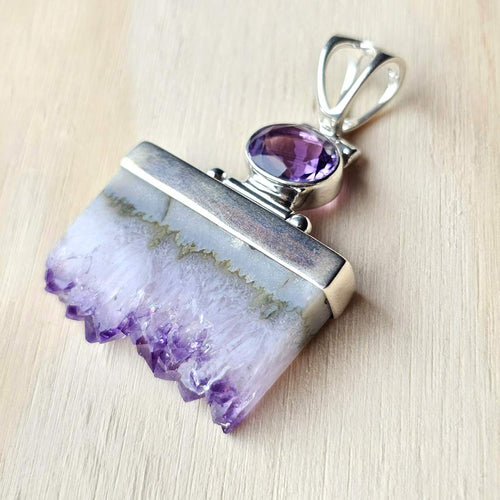 Amethyst Druzy Pendant | Twin Violet Flame