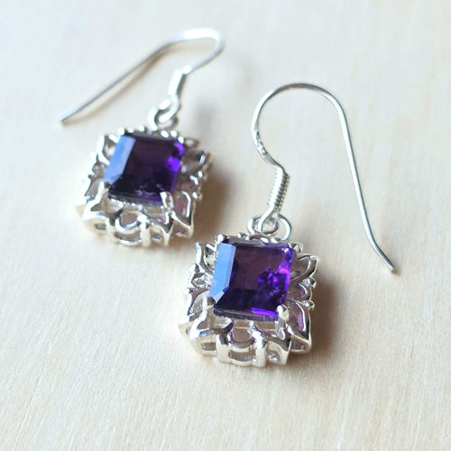 Amethyst Faceted Lotus Earrings | Inner Calm