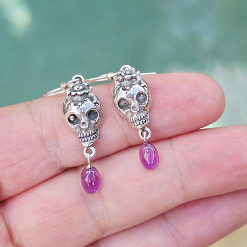 Amethyst Skull Earrings | Violet Afterlife