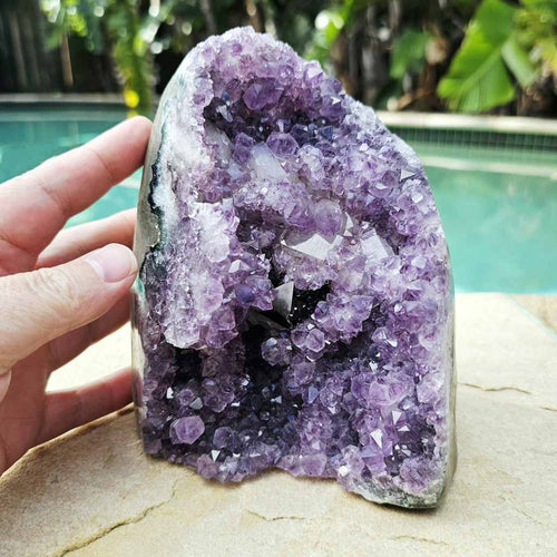 Amethyst Geode With White Scalenohedral Calcite | Uruguay