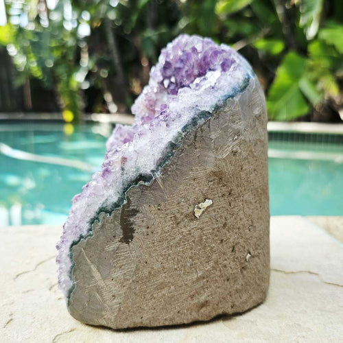 Amethyst Geode With White Scalenohedral Calcite | Uruguay