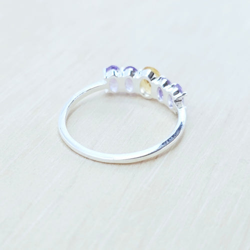 Amethyst & Citrine Faceted Ring | Dual Clarity