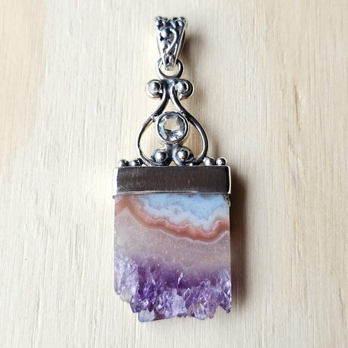 Amethyst & Prasiolite Druzy Pendant | Divine Balance