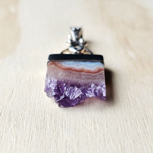 Amethyst & Prasiolite Druzy Pendant | Divine Balance