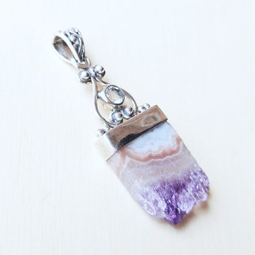 Amethyst & Prasiolite Druzy Pendant | Divine Balance