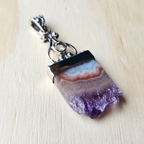Amethyst & Prasiolite Druzy Pendant | Divine Balance