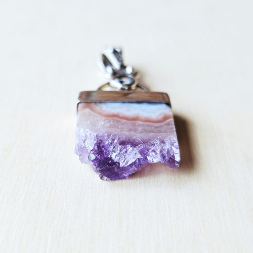 Amethyst & Prasiolite Druzy Pendant | Divine Balance