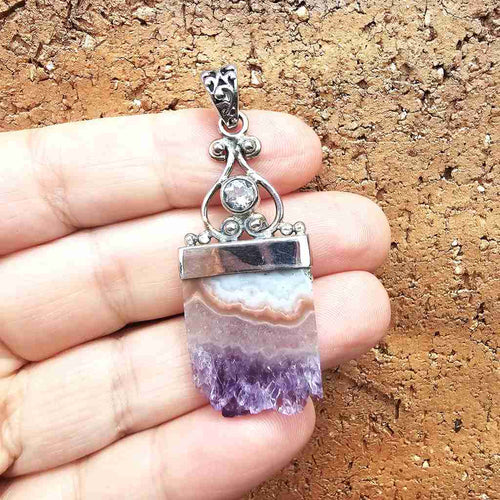 Amethyst & Prasiolite Druzy Pendant | Divine Balance