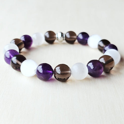Amethyst, Selenite & Smoky Quartz Bracelet | The Cleanse