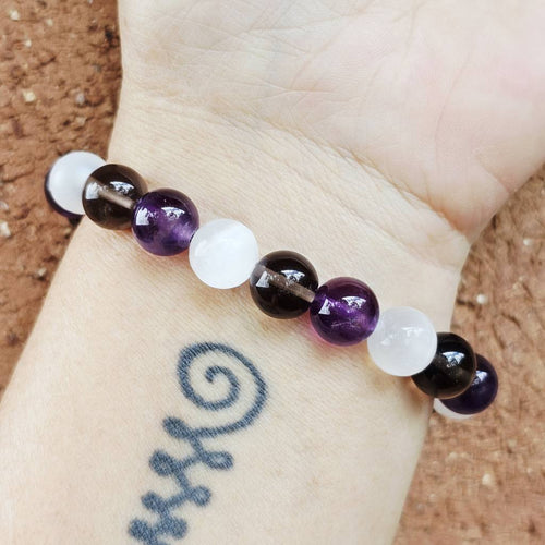 Amethyst, Selenite & Smoky Quartz Bracelet | The Cleanse