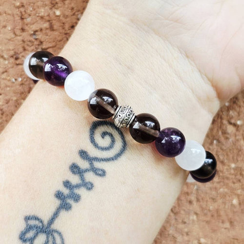 Amethyst, Selenite & Smoky Quartz Bracelet | The Cleanse