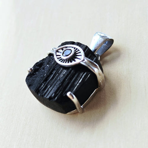 Authentic Moldavite & Black Tourmaline Pendant | Cosmic Catalyst