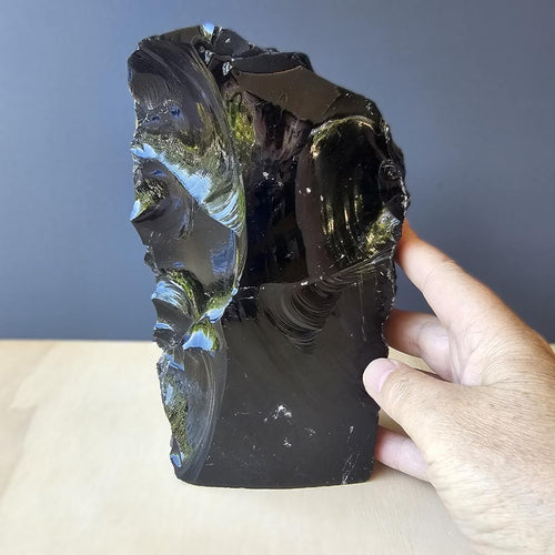 Black Obsidian Abstract Sculpture | Obsidian Monolith
