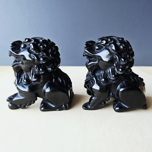 Black Obsidian Foo Dog Pair| The Silent Guardians