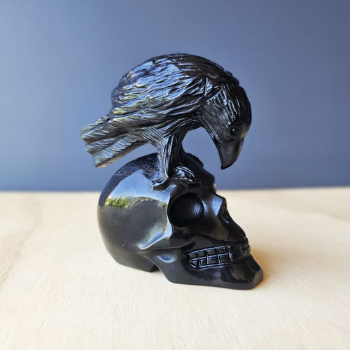 Black Obsidian Raven Skull | Raven Keeper