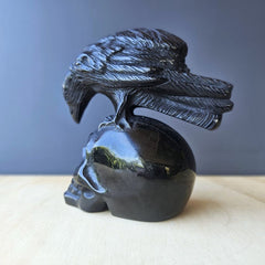 Black Obsidian Raven Skull | The Raven Custodian