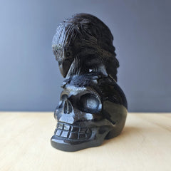 Black Obsidian Raven Skull | The Raven Custodian