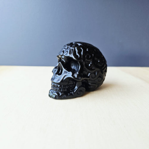 Black Obsidian Skulls | The Ancestral Etched Guardian