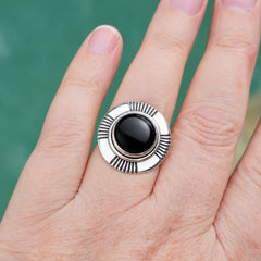 Sterling Silver Black Onyx Unisex Ring
