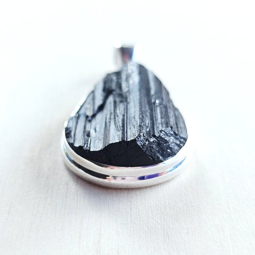 Black Raw Tourmaline Pendant | Ancient Guardian
