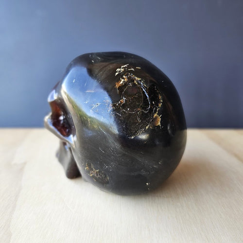Blue Amber Skull Carving | The Keeper Of Memories