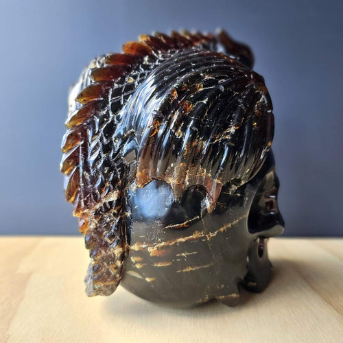 Blue Amber Skull & Dragon Carving | Imperium Draconis
