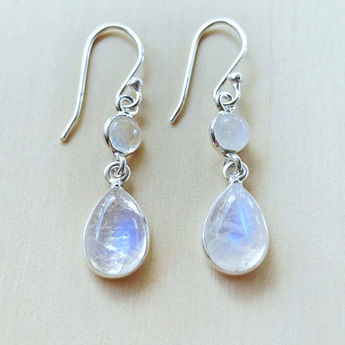 Blue Moonstone Earrings | Celestial Glow