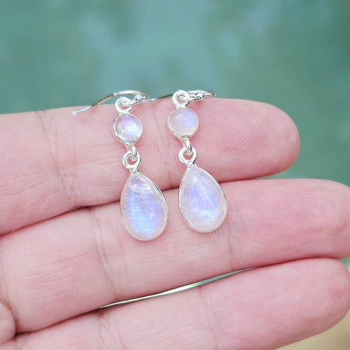 Blue Moonstone Earrings | Celestial Glow