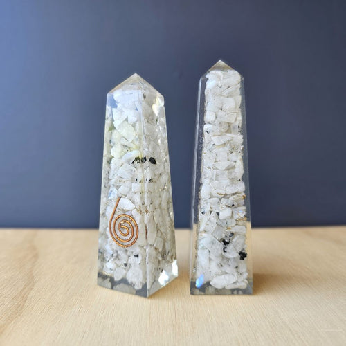 Blue Moonstone Orgonite Obelisk | Blue Moon Harmoniser