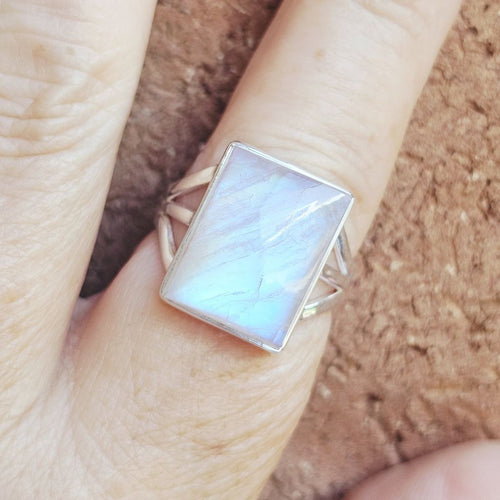 Blue Moonstone Ring | Divine Lunar Goddess