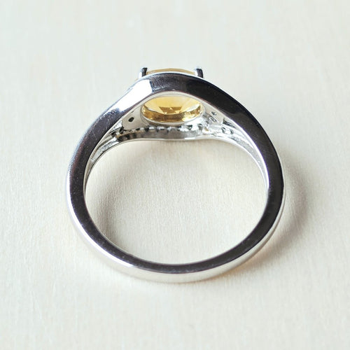 Brazilian Faceted Citrine & Black Spinel Ring | Golden Contrast