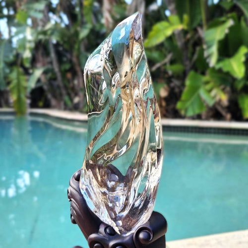 Brazilian Light Smoky Quartz Flame With Stand | Eternal Flame